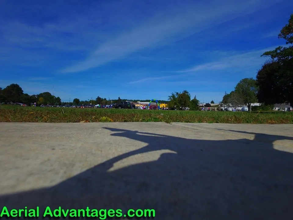 Drone view with Aerial Advantages logo